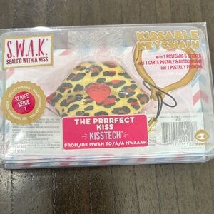 SWAK Leopard Print Kissable Keychain with Gold Accent